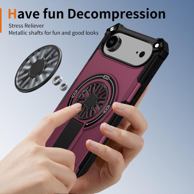 For iPhone Air Shockproof Kickstand Metallic Shaft MagSafe Phone Case(Purple) - iPhone Air Cases by buy2fix | Online Shopping UK | buy2fix