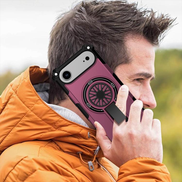 For iPhone Air Shockproof Kickstand Metallic Shaft MagSafe Phone Case(Purple) - iPhone Air Cases by buy2fix | Online Shopping UK | buy2fix