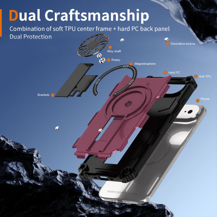 For iPhone Air Shockproof Kickstand Metallic Shaft MagSafe Phone Case(Purple) - iPhone Air Cases by buy2fix | Online Shopping UK | buy2fix