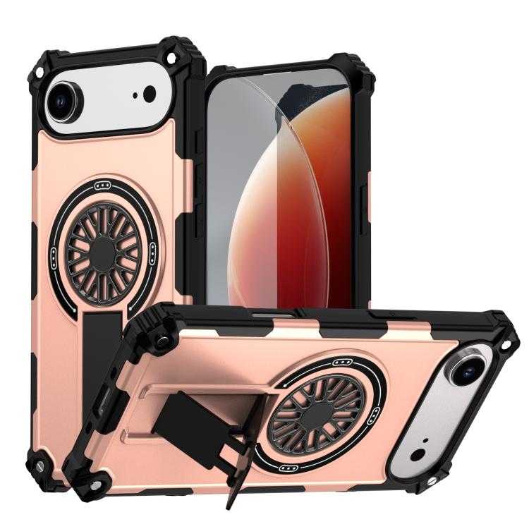 For iPhone Air Shockproof Kickstand Metallic Shaft MagSafe Phone Case(Rose Gold) - iPhone Air Cases by buy2fix | Online Shopping UK | buy2fix