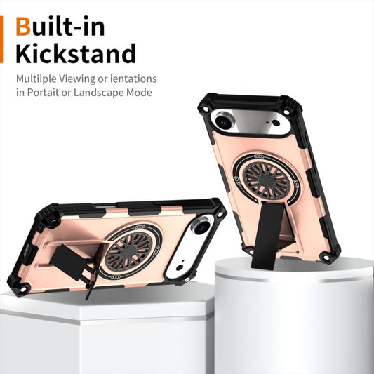 For iPhone Air Shockproof Kickstand Metallic Shaft MagSafe Phone Case(Rose Gold) - iPhone Air Cases by buy2fix | Online Shopping UK | buy2fix