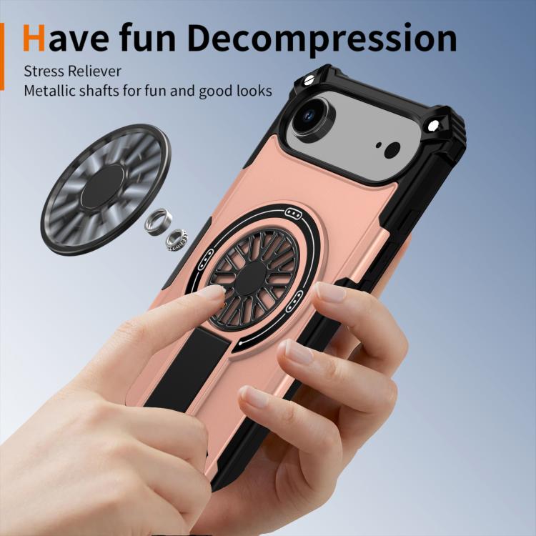 For iPhone Air Shockproof Kickstand Metallic Shaft MagSafe Phone Case(Rose Gold) - iPhone Air Cases by buy2fix | Online Shopping UK | buy2fix