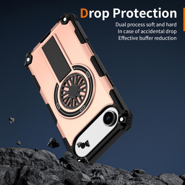 For iPhone Air Shockproof Kickstand Metallic Shaft MagSafe Phone Case(Rose Gold) - iPhone Air Cases by buy2fix | Online Shopping UK | buy2fix