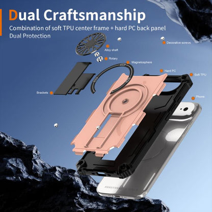 For iPhone Air Shockproof Kickstand Metallic Shaft MagSafe Phone Case(Rose Gold) - iPhone Air Cases by buy2fix | Online Shopping UK | buy2fix
