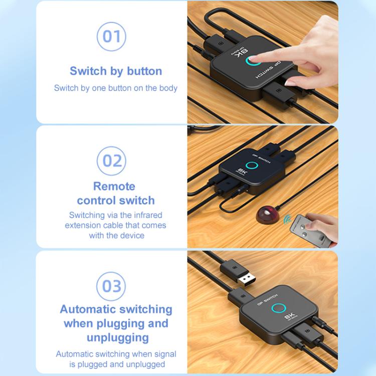 FJGEAR FJ-8K201DP 8K 60Hz DP One-way Switch(UK Plug) - Switch by buy2fix | Online Shopping UK | buy2fix