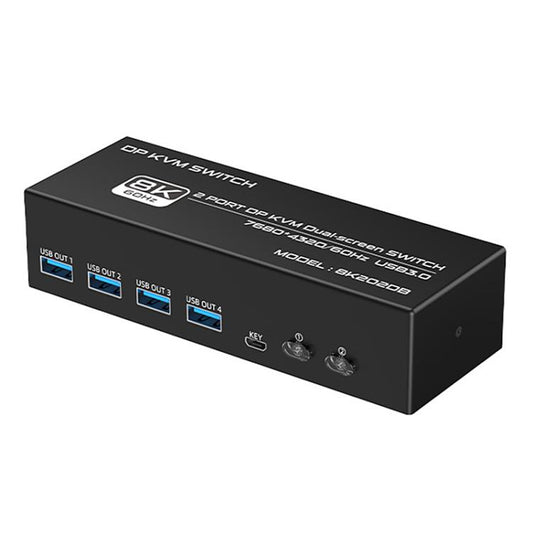 FJGEAR FJ-8K202DB 8K 60Hz DP Monitor KVM Switch(UK Plug) - Switch by buy2fix | Online Shopping UK | buy2fix