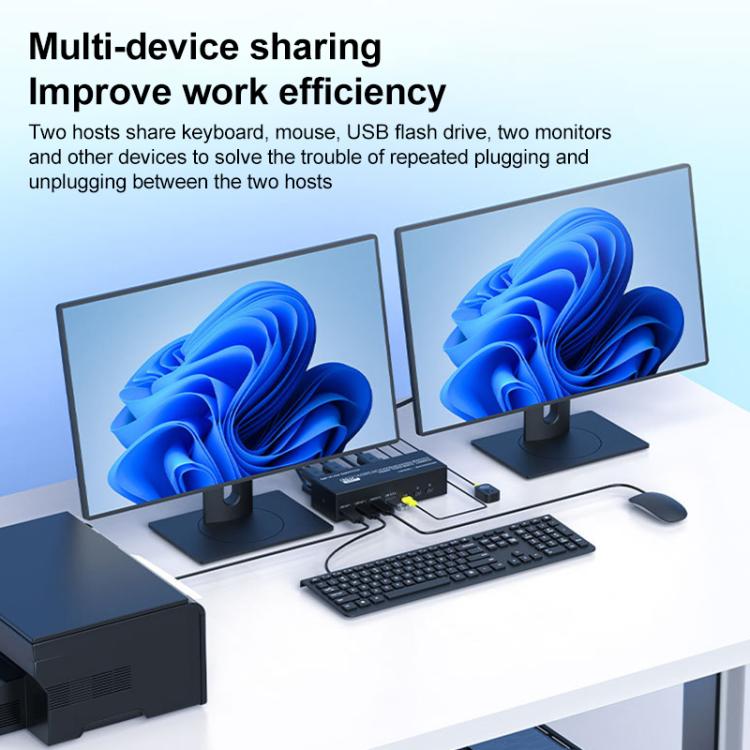 FJGEAR FJ-8K202DB 8K 60Hz DP Monitor KVM Switch(UK Plug) - Switch by buy2fix | Online Shopping UK | buy2fix