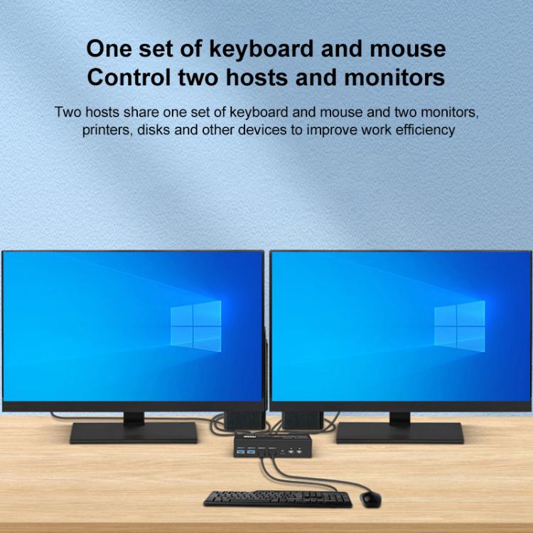 FJGEAR FJ-8K202DP 8K 60Hz DP USB3.0 Monitor KVM Switch(US Plug) - Switch by buy2fix | Online Shopping UK | buy2fix