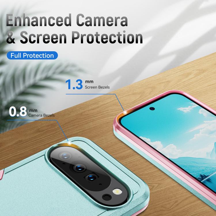 For Google Pixel 10 Pioneer Armor Heavy Duty PC + TPU Phone Case(Green+Pink) - Google Cases by buy2fix | Online Shopping UK | buy2fix