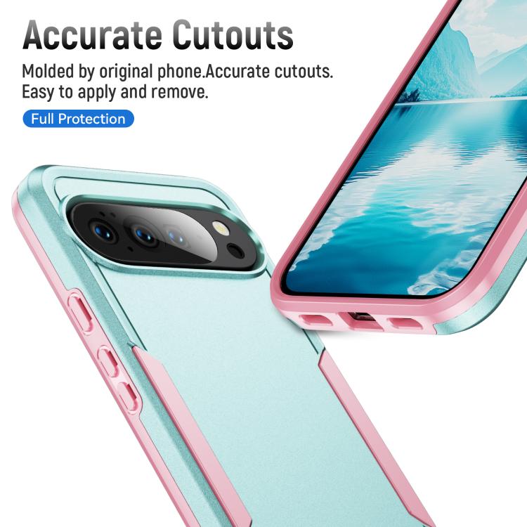 For Google Pixel 10 Pioneer Armor Heavy Duty PC + TPU Phone Case(Green+Pink) - Google Cases by buy2fix | Online Shopping UK | buy2fix