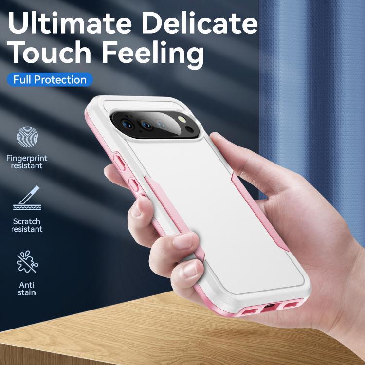 For Google Pixel 10 Pro Pioneer Armor Heavy Duty PC + TPU Phone Case(White+Pink) - Google Cases by buy2fix | Online Shopping UK | buy2fix