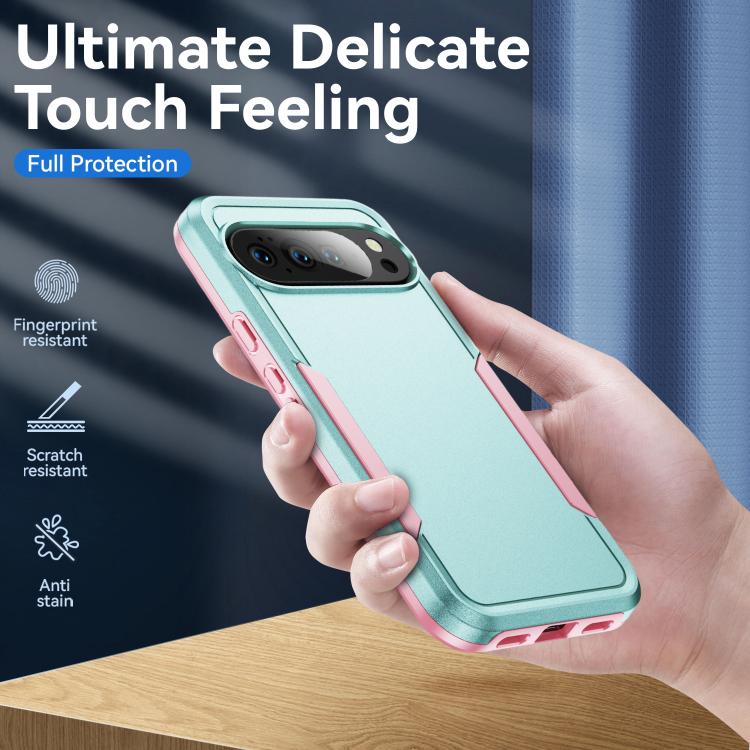 For Google Pixel 10 Pro Pioneer Armor Heavy Duty PC + TPU Phone Case(Green+Pink) - Google Cases by buy2fix | Online Shopping UK | buy2fix