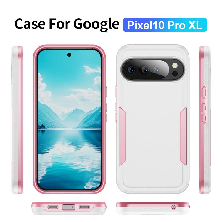 For Google Pixel 10 Pro XL Pioneer Armor Heavy Duty PC + TPU Phone Case(White+Pink) - Google Cases by buy2fix | Online Shopping UK | buy2fix