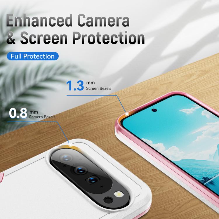 For Google Pixel 10 Pro XL Pioneer Armor Heavy Duty PC + TPU Phone Case(White+Pink) - Google Cases by buy2fix | Online Shopping UK | buy2fix