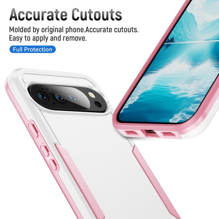 For Google Pixel 10 Pro XL Pioneer Armor Heavy Duty PC + TPU Phone Case(White+Pink) - Google Cases by buy2fix | Online Shopping UK | buy2fix