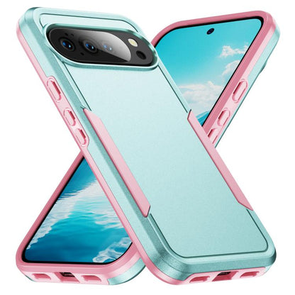 For Google Pixel 10 Pro XL Pioneer Armor Heavy Duty PC + TPU Phone Case(Green+Pink) - Google Cases by buy2fix | Online Shopping UK | buy2fix