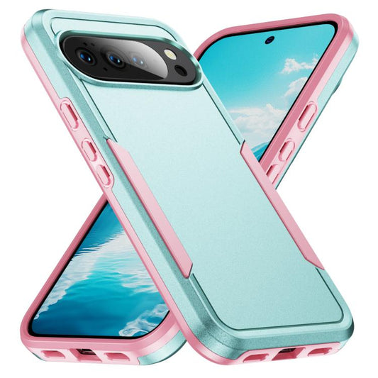 For Google Pixel 10 Pro XL Pioneer Armor Heavy Duty PC + TPU Phone Case(Green+Pink) - Google Cases by buy2fix | Online Shopping UK | buy2fix