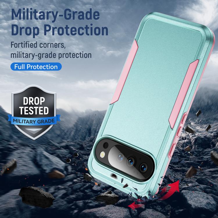 For Google Pixel 10 Pro XL Pioneer Armor Heavy Duty PC + TPU Phone Case(Green+Pink) - Google Cases by buy2fix | Online Shopping UK | buy2fix