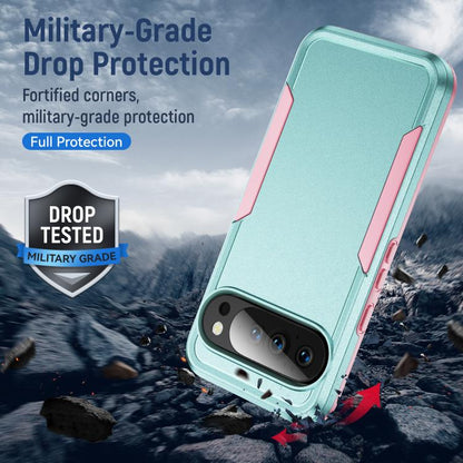For Google Pixel 10 Pro XL Pioneer Armor Heavy Duty PC + TPU Phone Case(Green+Pink) - Google Cases by buy2fix | Online Shopping UK | buy2fix