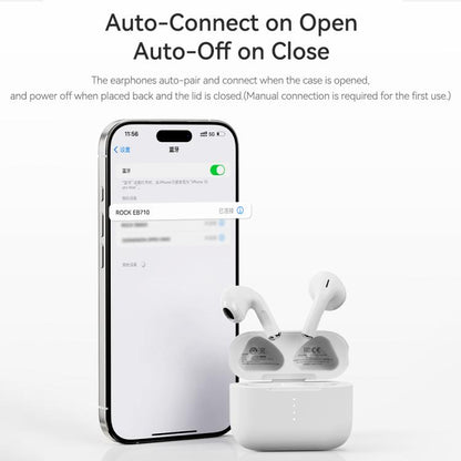 ROCK EB710 RAU0788 Bluetooth 5.3 Wireless Earphones(White) - Bluetooth Earphone by ROCK | Online Shopping UK | buy2fix