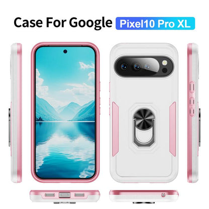 For Google Pixel 10 Pro XL Pioneer Armor Heavy Duty PC + TPU Phone Case with Holder(White+Pink) - Google Cases by buy2fix | Online Shopping UK | buy2fix