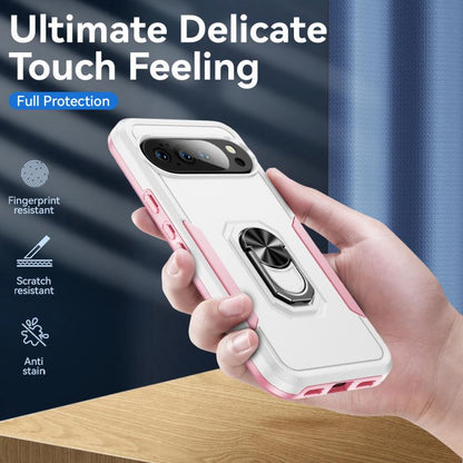 For Google Pixel 10 Pro XL Pioneer Armor Heavy Duty PC + TPU Phone Case with Holder(White+Pink) - Google Cases by buy2fix | Online Shopping UK | buy2fix