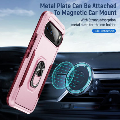 For Google Pixel 10 Pro XL Pioneer Armor Heavy Duty PC + TPU Phone Case with Holder(Pink+Rose Red) - Google Cases by buy2fix | Online Shopping UK | buy2fix