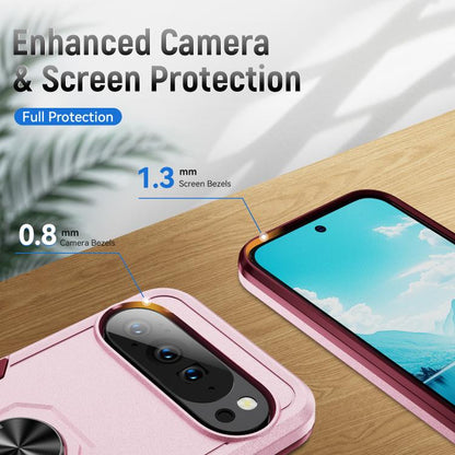 For Google Pixel 10 Pro XL Pioneer Armor Heavy Duty PC + TPU Phone Case with Holder(Pink+Rose Red) - Google Cases by buy2fix | Online Shopping UK | buy2fix