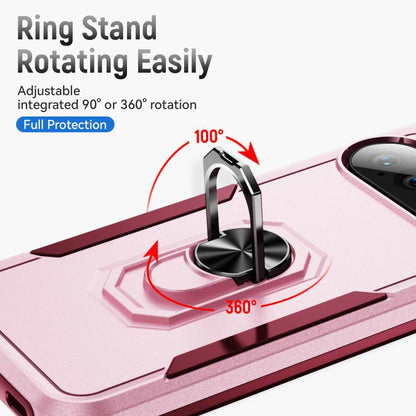 For Google Pixel 10 Pro XL Pioneer Armor Heavy Duty PC + TPU Phone Case with Holder(Pink+Rose Red) - Google Cases by buy2fix | Online Shopping UK | buy2fix