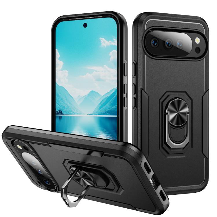 For Google Pixel 10 Pro XL Pioneer Armor Heavy Duty PC + TPU Phone Case with Holder(Black) - Google Cases by buy2fix | Online Shopping UK | buy2fix