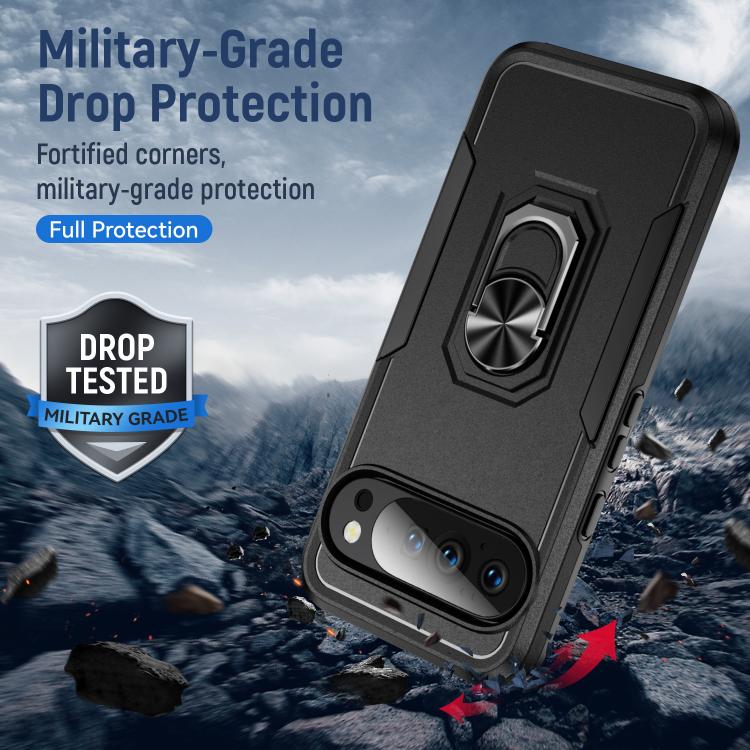 For Google Pixel 10 Pro XL Pioneer Armor Heavy Duty PC + TPU Phone Case with Holder(Black) - Google Cases by buy2fix | Online Shopping UK | buy2fix