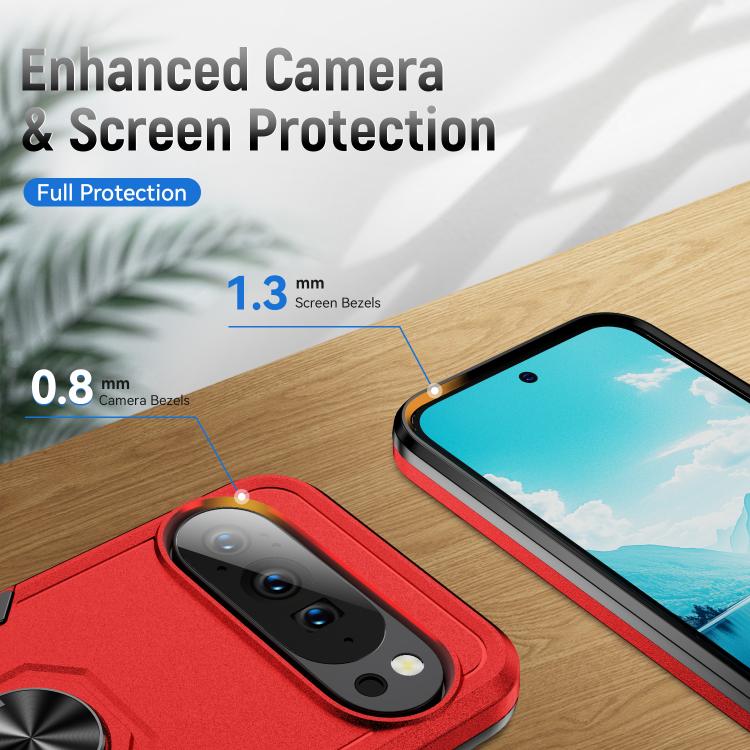 For Google Pixel 10 Pro XL Pioneer Armor Heavy Duty PC + TPU Phone Case with Holder(Red+Black) - Google Cases by buy2fix | Online Shopping UK | buy2fix