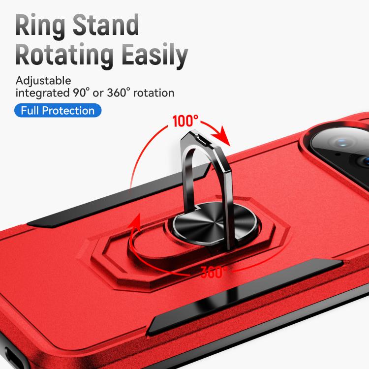 For Google Pixel 10 Pro XL Pioneer Armor Heavy Duty PC + TPU Phone Case with Holder(Red+Black) - Google Cases by buy2fix | Online Shopping UK | buy2fix