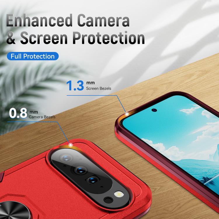 For Google Pixel 10 Pro XL Pioneer Armor Heavy Duty PC + TPU Phone Case with Holder(Red+Rose Red) - Google Cases by buy2fix | Online Shopping UK | buy2fix