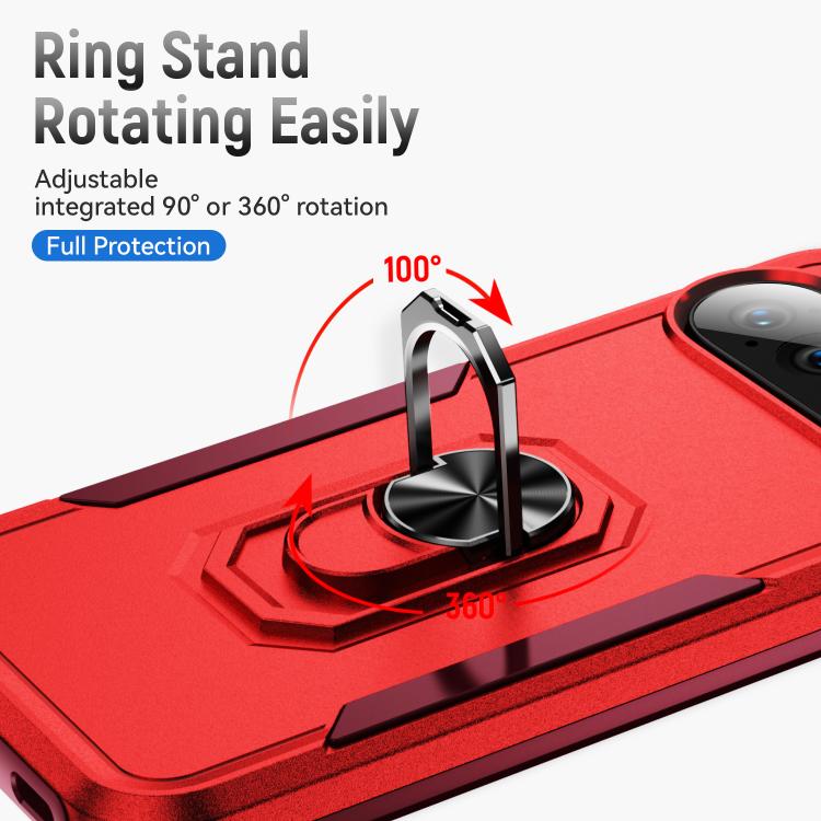For Google Pixel 10 Pro XL Pioneer Armor Heavy Duty PC + TPU Phone Case with Holder(Red+Rose Red) - Google Cases by buy2fix | Online Shopping UK | buy2fix