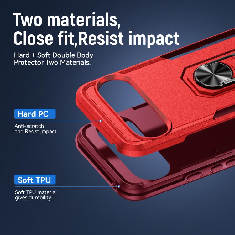 For Google Pixel 10 Pro XL Pioneer Armor Heavy Duty PC + TPU Phone Case with Holder(Red+Rose Red) - Google Cases by buy2fix | Online Shopping UK | buy2fix