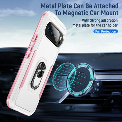 For Google Pixel 10 Pro Pioneer Armor Heavy Duty PC + TPU Phone Case with Holder(White+Pink) - Google Cases by buy2fix | Online Shopping UK | buy2fix