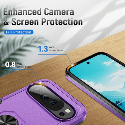 For Google Pixel 10 Pro Pioneer Armor Heavy Duty PC + TPU Phone Case with Holder(Purple+Black) - Google Cases by buy2fix | Online Shopping UK | buy2fix