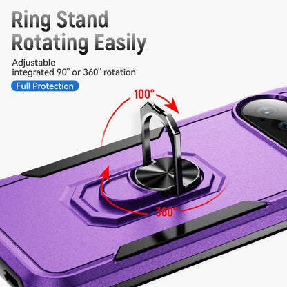 For Google Pixel 10 Pro Pioneer Armor Heavy Duty PC + TPU Phone Case with Holder(Purple+Black) - Google Cases by buy2fix | Online Shopping UK | buy2fix