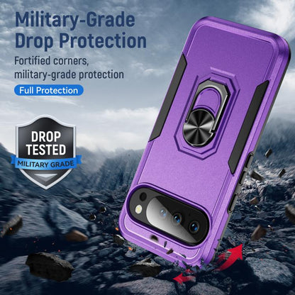 For Google Pixel 10 Pro Pioneer Armor Heavy Duty PC + TPU Phone Case with Holder(Purple+Black) - Google Cases by buy2fix | Online Shopping UK | buy2fix