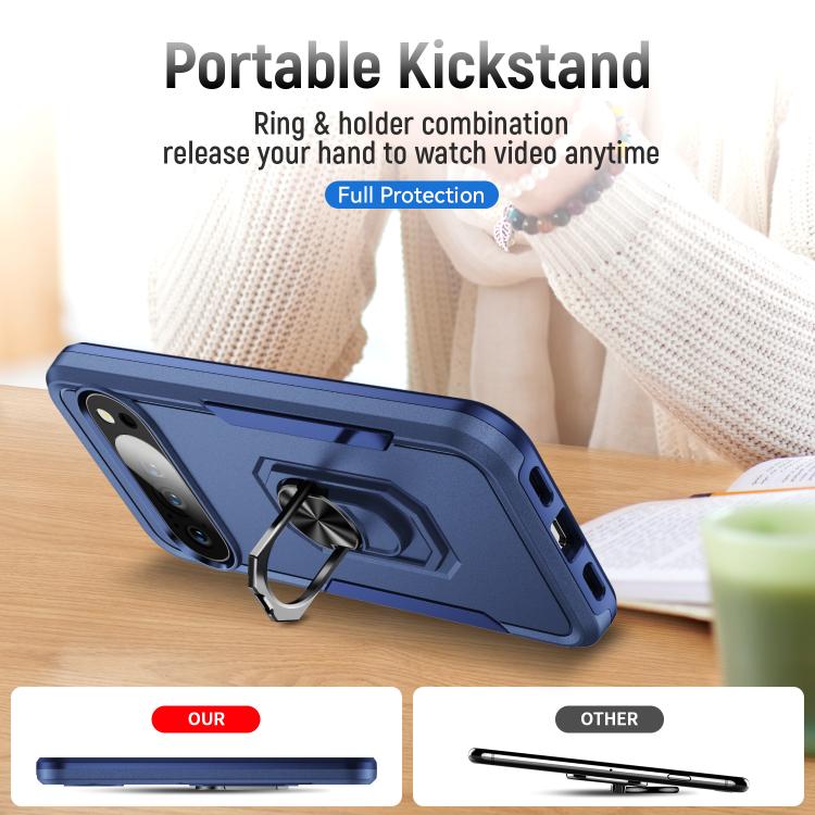 For Google Pixel 10 Pioneer Armor Heavy Duty PC + TPU Phone Case with Holder(Blue) - Google Cases by buy2fix | Online Shopping UK | buy2fix