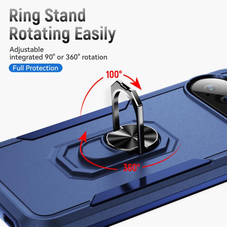 For Google Pixel 10 Pioneer Armor Heavy Duty PC + TPU Phone Case with Holder(Blue) - Google Cases by buy2fix | Online Shopping UK | buy2fix