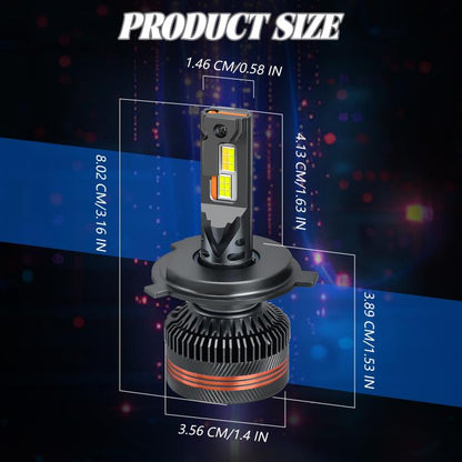 H4 2pcs/Pack 60W 8000LM 6000K Three Color Remote Control Car LED Headlight Bulb - LED Headlamps by buy2fix | Online Shopping UK | buy2fix
