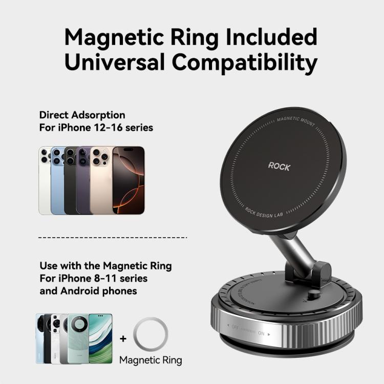 ROCK Q16 RPH1016 Car Electric Vacuum Suction Cup Magnetic Phone Holder(Black) - Universal Car Holders by ROCK | Online Shopping UK | buy2fix