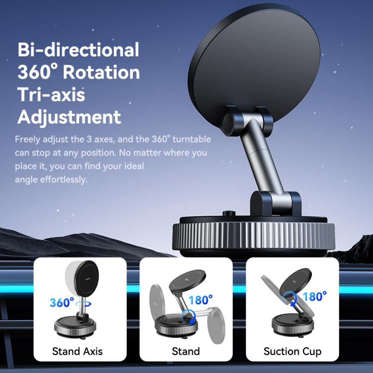 ROCK Q16 RPH1016 Car Electric Vacuum Suction Cup Magnetic Phone Holder(Black) - Universal Car Holders by ROCK | Online Shopping UK | buy2fix
