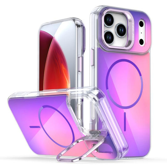 For iPhone 17 Pro Max Gradient Discolor Lens Kickstand Magsafe Phone Case(Purple) - iPhone 17 Pro Max Cases by buy2fix | Online Shopping UK | buy2fix