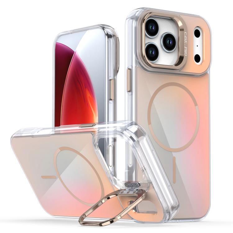 For iPhone 17 Pro Max Gradient Discolor Lens Kickstand Magsafe Phone Case(Desert Gold) - iPhone 17 Pro Max Cases by buy2fix | Online Shopping UK | buy2fix