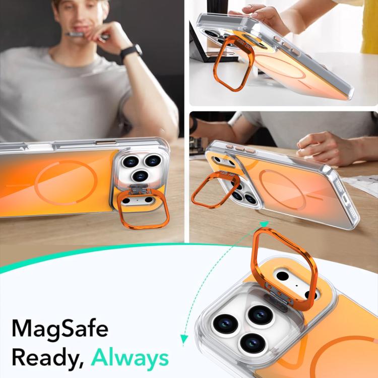 For iPhone 17 Pro Max Gradient Discolor Lens Kickstand Magsafe Phone Case(Desert Gold) - iPhone 17 Pro Max Cases by buy2fix | Online Shopping UK | buy2fix