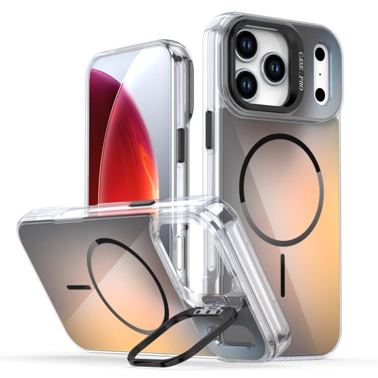 For iPhone 17 Pro Max Gradient Discolor Lens Kickstand Magsafe Phone Case(Black) - iPhone 17 Pro Max Cases by buy2fix | Online Shopping UK | buy2fix