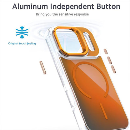 For iPhone 17 Pro Gradient Discolor Lens Kickstand Magsafe Phone Case(White) - iPhone 17 Pro Cases by buy2fix | Online Shopping UK | buy2fix